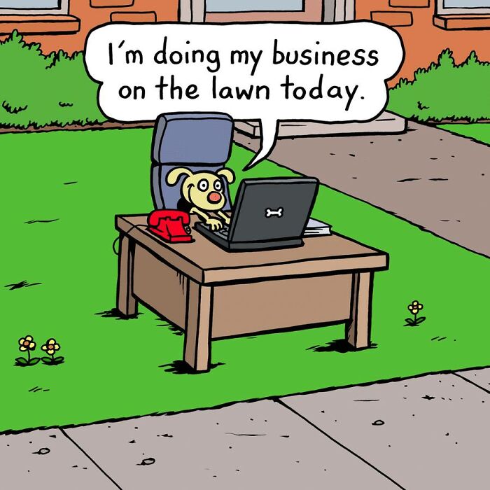 Whimsical Paws 20 Delightfully Absurd One-Panel Comics Featuring a Dog's Everyday Adventures 14